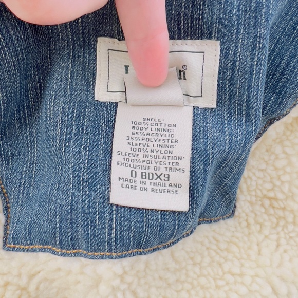 LL Bean Denim Sherpa Lined Jean Chore Barn Jacket Size Medium Petite Western - Picture 7 of 12